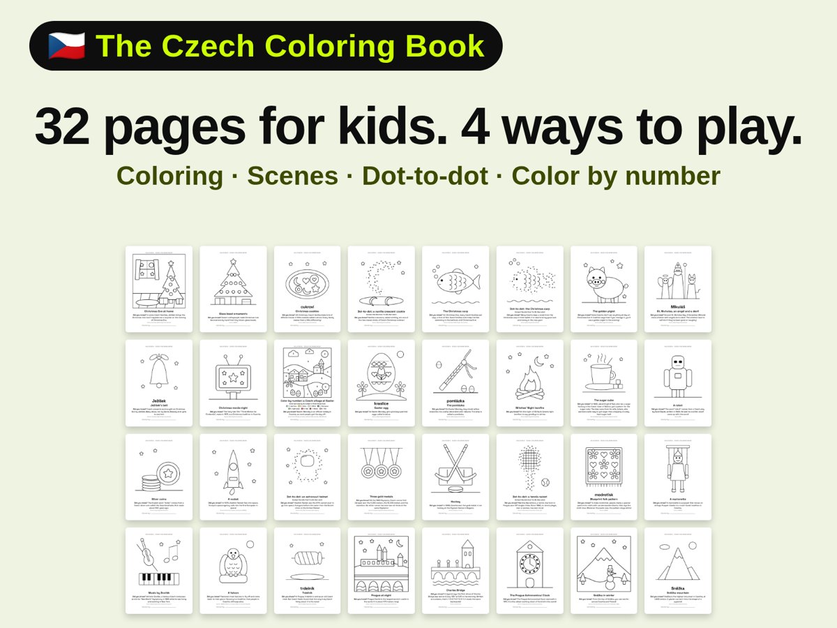 All 32 pages of The Czech Coloring Book.