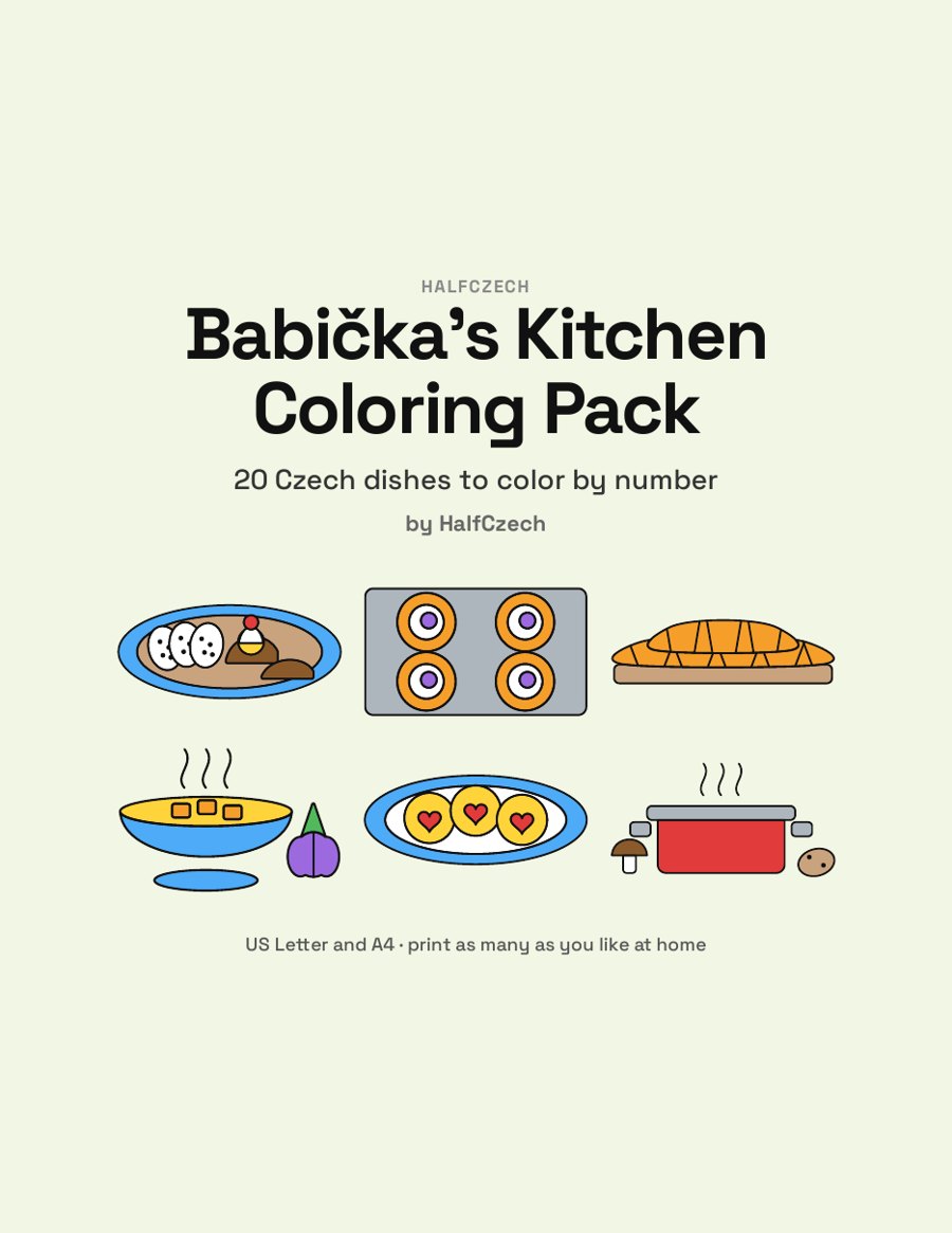 Babička's Kitchen Coloring Pack cover.